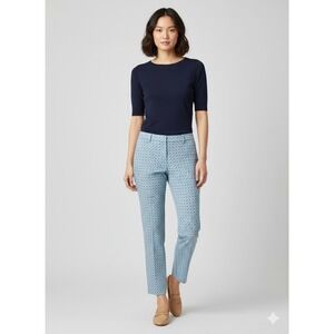 Dalia Geometric Capri Pants Women's Size 8 Blue Mid Rise Tapered Casual Career‎